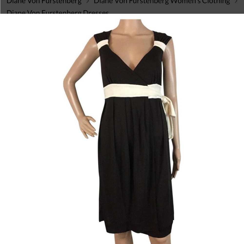 Diane von Furstenberg Dark Brown and White Women's Wrap Dress